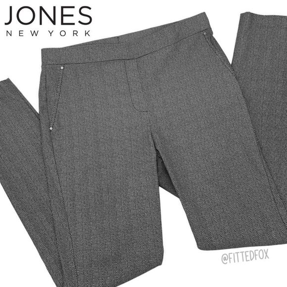 JONES NEW YORK PULL ON STRETCH DRESS PANT | NO FLAWS | BLACK AND WHITE | MEDIUM - Picture 1 of 9